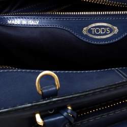 Pre Owned حقيبة يد تودز كات ميديا ​​جلد زرقاء متوسطة 
