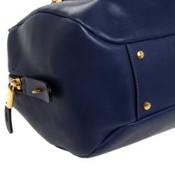 Pre Owned حقيبة يد تودز كات ميديا ​​جلد زرقاء متوسطة 