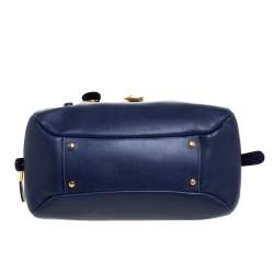 Pre Owned حقيبة يد تودز كات ميديا ​​جلد زرقاء متوسطة 