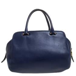 Pre Owned حقيبة يد تودز كات ميديا ​​جلد زرقاء متوسطة 