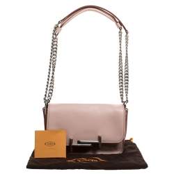 مملوكة مسبقًا Tod's Blush Pink Leather MIni Double T Shoulder Bag