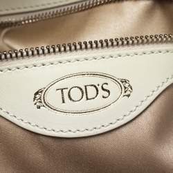 Pre Owned حقيبة يد تودز فلاور متوسطة جلد عنابي و كريمي