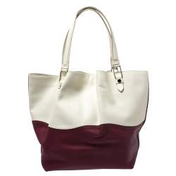 Pre Owned حقيبة يد تودز فلاور متوسطة جلد عنابي و كريمي