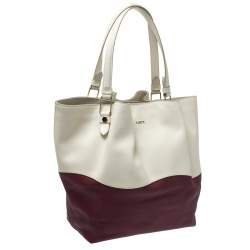 Pre Owned حقيبة يد تودز فلاور متوسطة جلد عنابي و كريمي