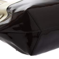 Pre Owned Tod's Cream/Brown Leather and Patent Leather Flower Tote