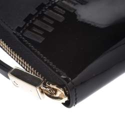 Tod's Black Patent Leather Zip Around Continental Wallet