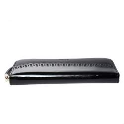 Tod's Black Patent Leather Zip Around Continental Wallet