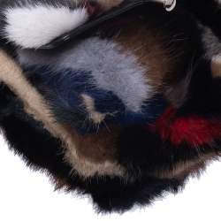 Pre Owned Tod's Multicolor Mink Fur and Leather Double T Flap Shoulder Bag