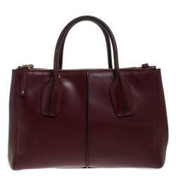 مملوكة مسبقًا Tod's Burgundy Leather Small D-Styling Shopper Tote