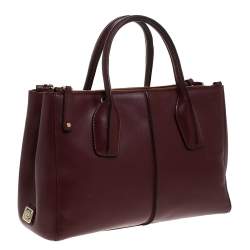 مملوكة مسبقًا Tod's Burgundy Leather Small D-Styling Shopper Tote