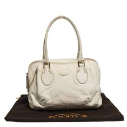 Tod's White Leather Double Zip Satchel