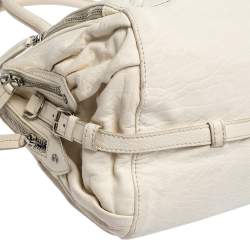 Tod's White Leather Double Zip Satchel