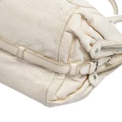 Tod's White Leather Double Zip Satchel