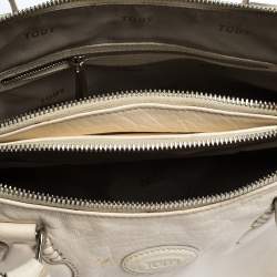 Tod's White Leather Double Zip Satchel
