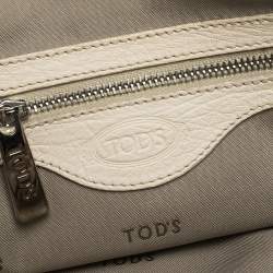 Tod's White Leather Double Zip Satchel