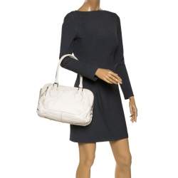 Tod's White Leather Double Zip Satchel