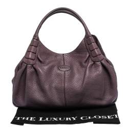 Pre Owned Tod's Purple Leather Ivy Sacca Media Hobo