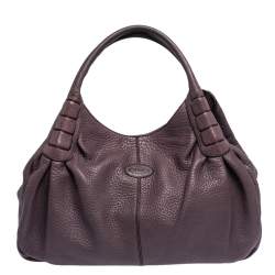 Pre Owned Tod's Purple Leather Ivy Sacca Media Hobo