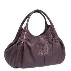 Pre Owned Tod's Purple Leather Ivy Sacca Media Hobo