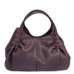 Pre Owned Tod's Purple Leather Ivy Sacca Media Hobo