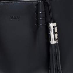 Tod's Black Leather Tassel Detail Tote