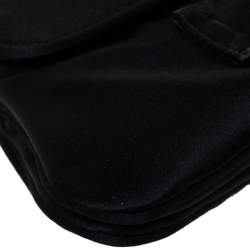 Pre Owned Tod's Black Satin Crystal Embellished Flap Chain Clutch