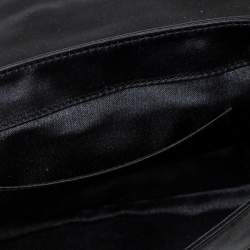 Pre Owned Tod's Black Satin Crystal Embellished Flap Chain Clutch