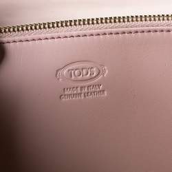 Pre Owned Tod's Beige Leather D-Cube Crossbody Bag