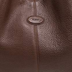 مملوكة مسبقًا Tod's Brown Leather Media Shopper Tote