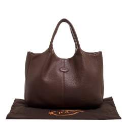 مملوكة مسبقًا Tod's Brown Leather Media Shopper Tote
