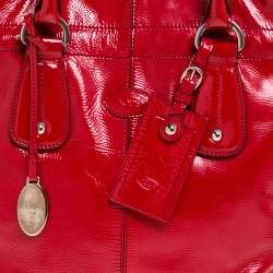 Tod's Red Patent Leather Drawstring Tote