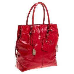 Tod's Red Patent Leather Drawstring Tote