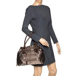 Tod's Olive Green Nylon and Leather Drawstring Satchel