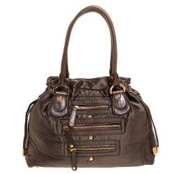 Tod's Olive Green Nylon and Leather Drawstring Satchel