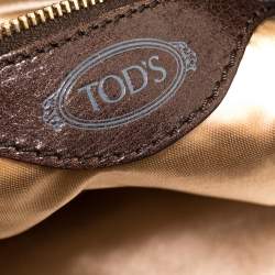 Tod's Olive Green Nylon and Leather Drawstring Satchel