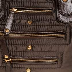 Tod's Olive Green Nylon and Leather Drawstring Satchel