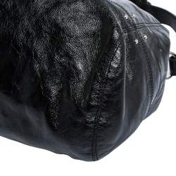 Tod's Black Glazed Leather Buckle Pocket Shoulder Bag