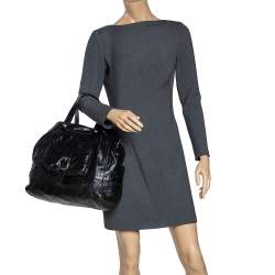Tod's Black Glazed Leather Buckle Pocket Shoulder Bag