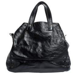 Tod's Black Glazed Leather Buckle Pocket Shoulder Bag