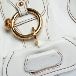 Tod's White Leather Front Pocket Satchel