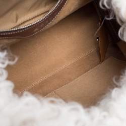 Tod's White Fur and Leather Double T Flap Tote