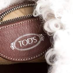 Tod's White Fur and Leather Double T Flap Tote