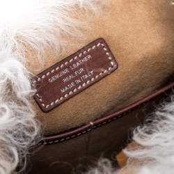 Tod's White Fur and Leather Double T Flap Tote