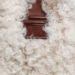 Tod's White Fur and Leather Double T Flap Tote