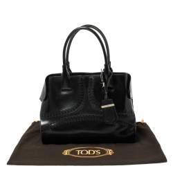 Pre Owned Tod's Black Patent Leather Medium Cape Shopper Tote