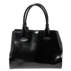 Pre Owned Tod's Black Patent Leather Medium Cape Shopper Tote