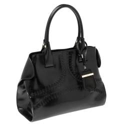 Pre Owned Tod's Black Patent Leather Medium Cape Shopper Tote