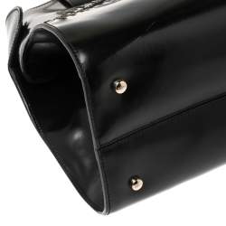 Pre Owned Tod's Black Patent Leather Medium Cape Shopper Tote