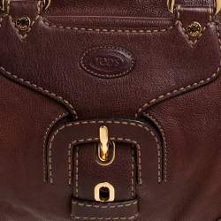 Pre Owned حقيبة تودز ساتشيل إبزيم جلد بني 