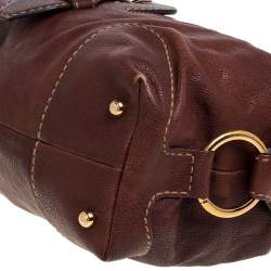 Pre Owned حقيبة تودز ساتشيل إبزيم جلد بني 